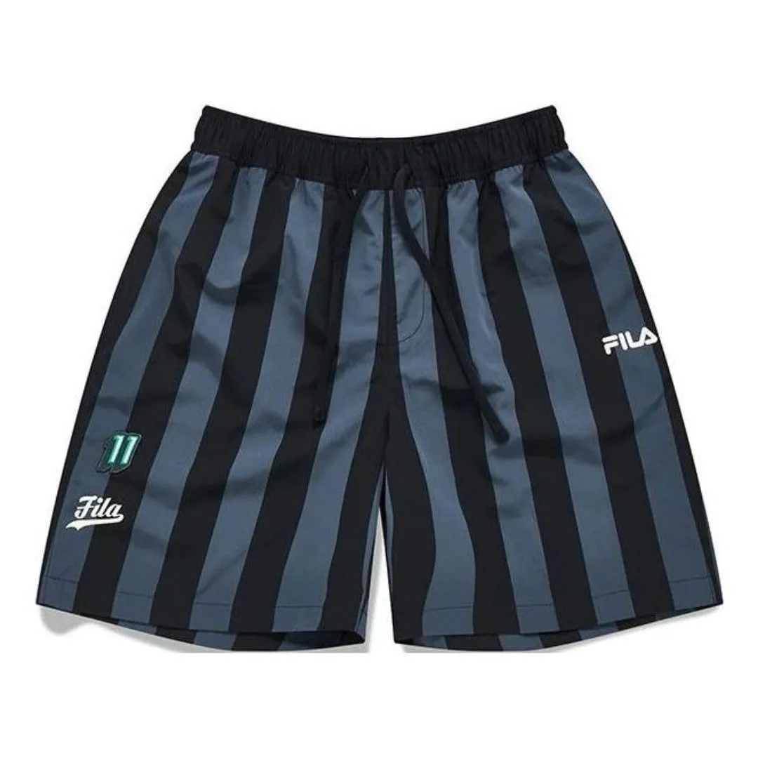 FILA FUSION Colorblock Striped Baseball Woven Sports 5-Inch Shorts 'Black Teal' T11M132807F-DY sold by KicksCrew