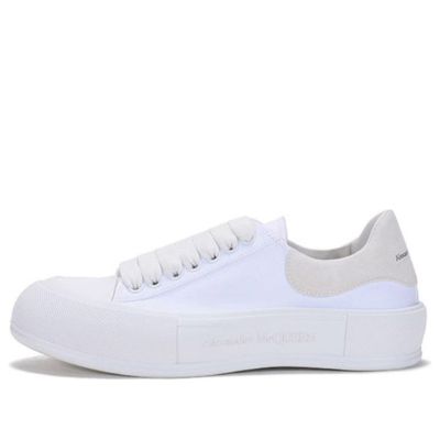 Alexander McQueen Deck Skate Plimsoll Lace Up 'White White' 654594W4MV79000 sold by KicksCrew