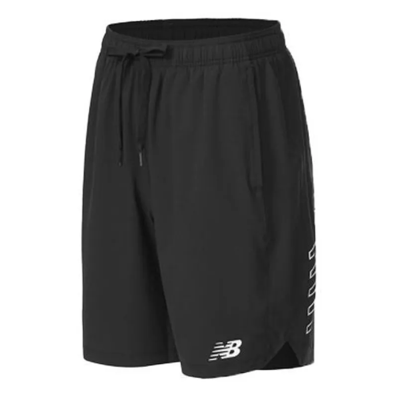 New Balance Tenacity Woven Logo 9 inch Shorts 'Black White' AMS21014 sold by KicksCrew
