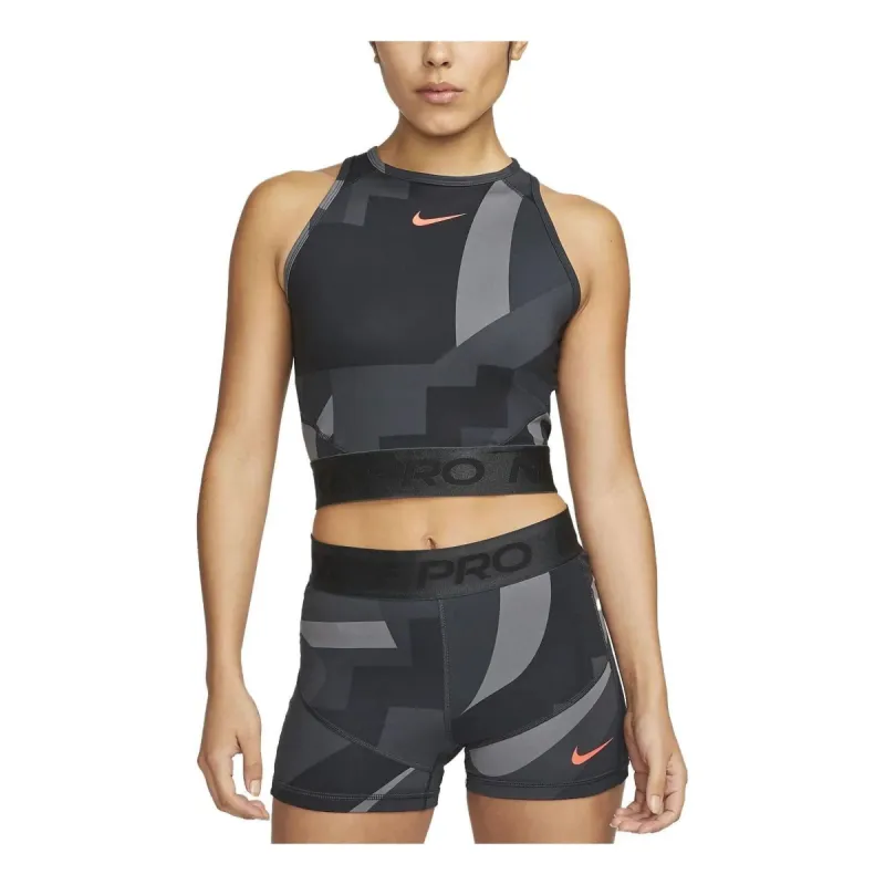 (WMNS) Nike Pro Dri-FIT Cropped Training Tank Top 'Black Dark Smoke Grey' FD0954-010 sold by KicksCrew
