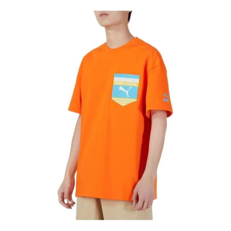 Puma Boxy Pocket Logo Tee 'Orange' 534991-29 sold by KicksCrew
