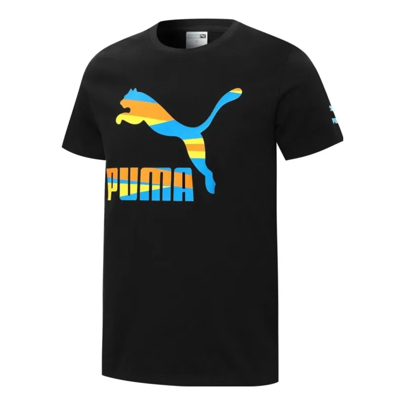 Puma Colorful Logo T-Shirt 'Black' 534990-01 sold by KicksCrew