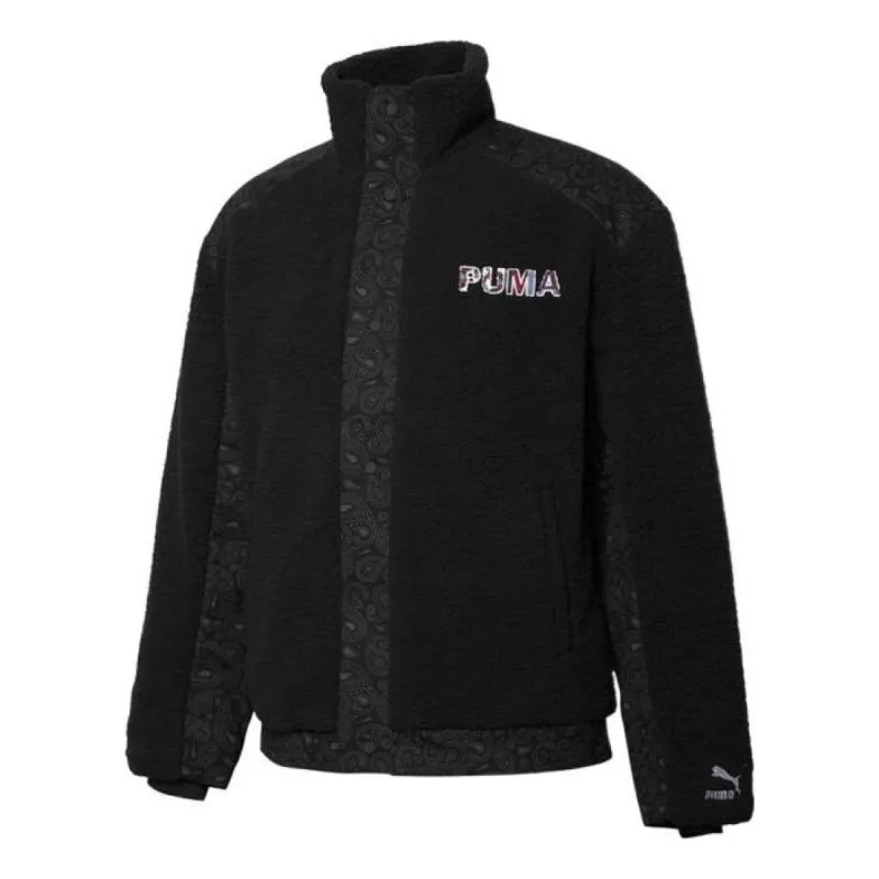 PUMA Logo Teddy Coat 'Black' 534976-01 sold by KicksCrew