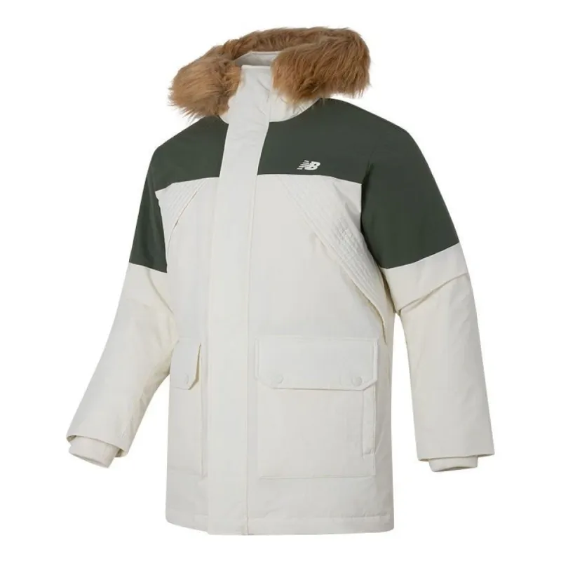 New Balance Warm Hooded Down Jacket 'White Black' AMJ34323-CIC sold by KicksCrew