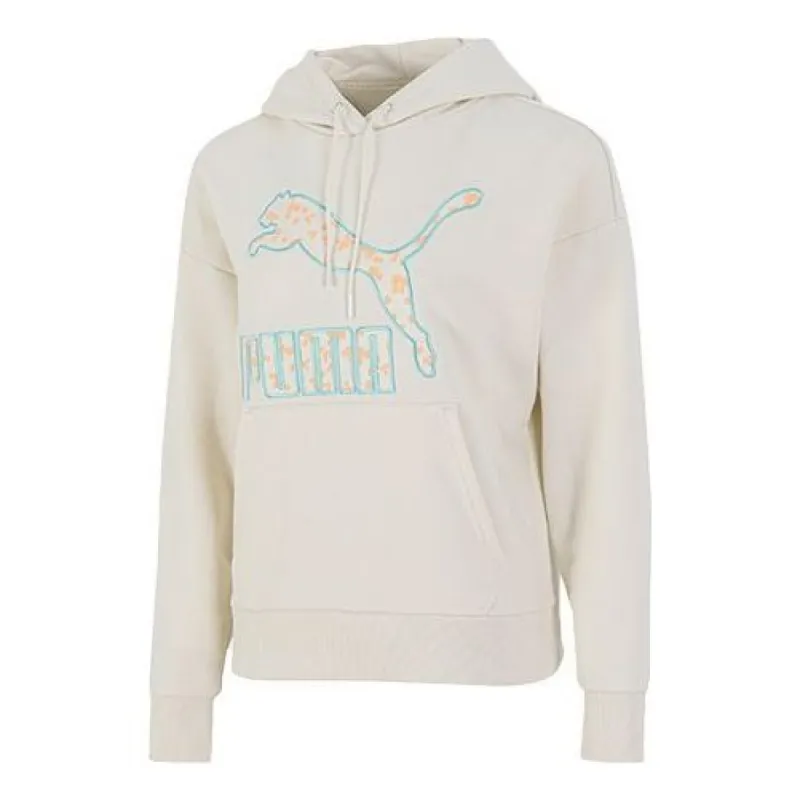 (WMNS) Puma Logo Floral Graphic Hoodie 'Beige' 533214-73 sold by KicksCrew