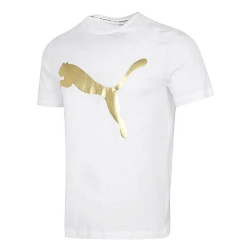 Puma Classics Logo Metallic Tee 'White' 532787-02 sold by KicksCrew