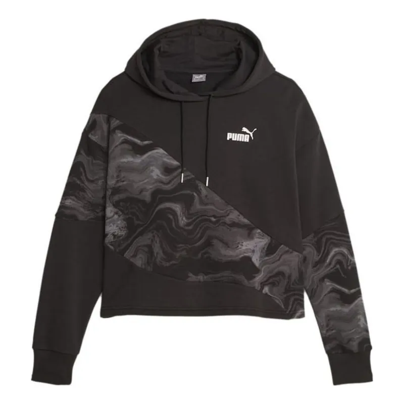 (WMNS) Puma Power Marbleised Hoodie 'Black' 677205-01 sold by KicksCrew