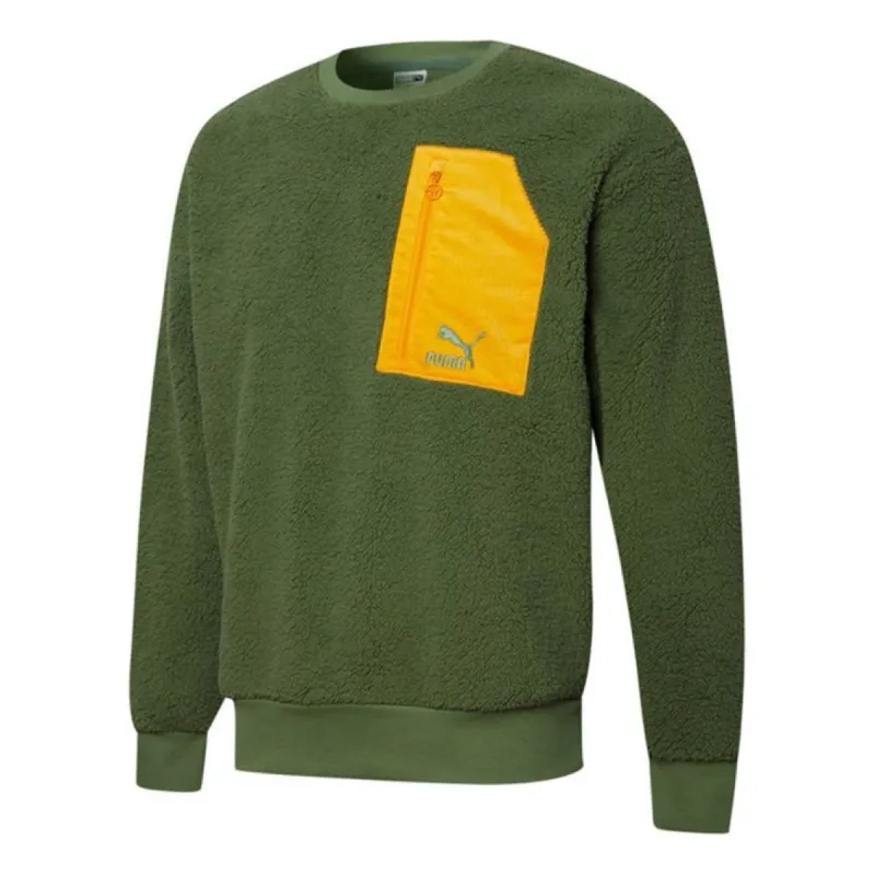 Puma Retro Sherpa Crew Neck Sweatshirt 'Green' 534814-67 sold by KicksCrew