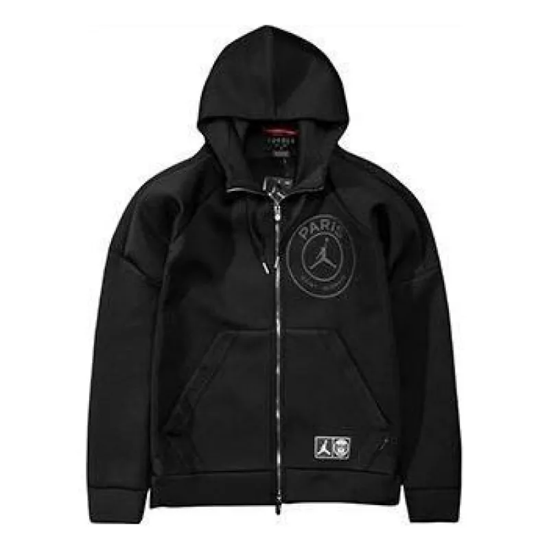 Air Jordan x Paris Saint-Germain Full Zip Hoodie Jacket 'Black' BQ4191-010 sold by KicksCrew