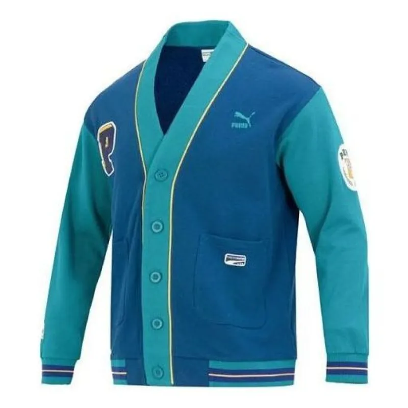 PUMA Team Badge V-neck Jacket 'Teal' 677374-45 sold by KicksCrew