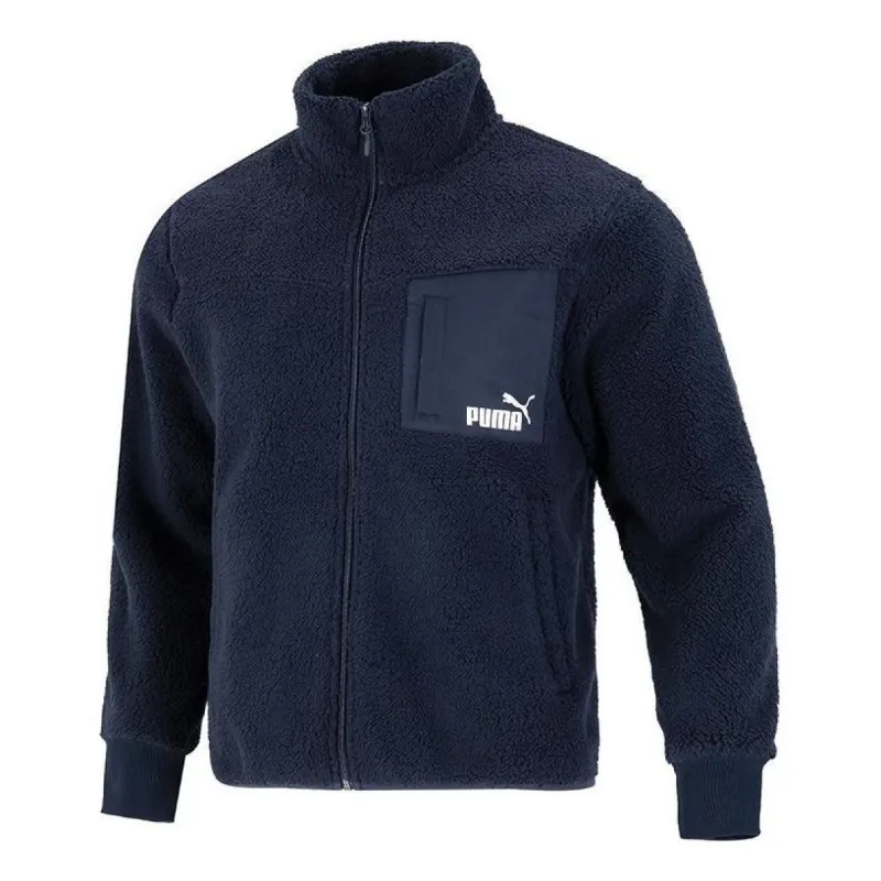 PUMA Relaxed Sherpa Jacket Logo 'Navy' 673645-43 sold by KicksCrew