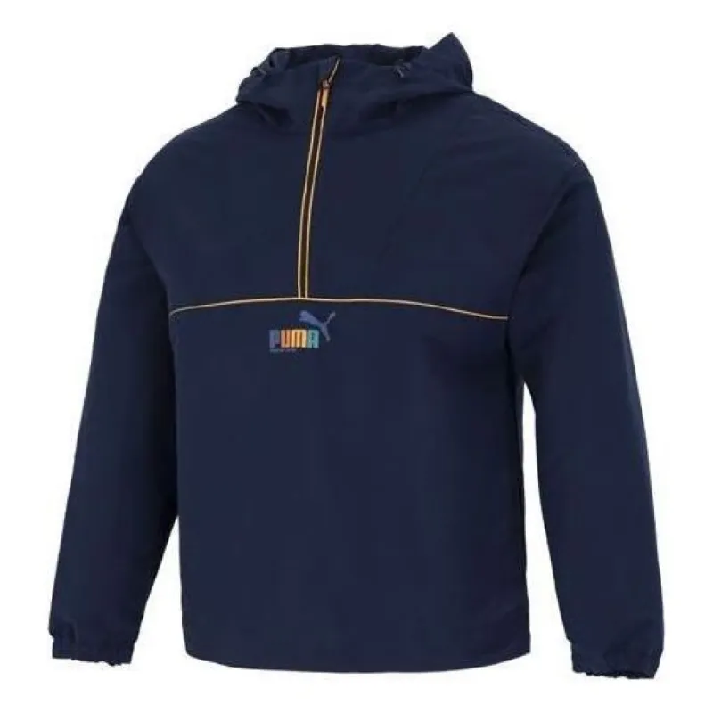 PUMA Logo Half Zip Jacket 'Navy' 673600-84 sold by KicksCrew