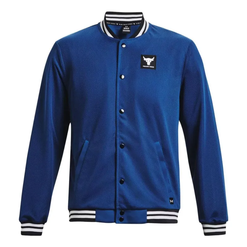 Under Armour Project Rock Mens Varsity Jacket 'College Blue' 1377437-471 made by Under Armour