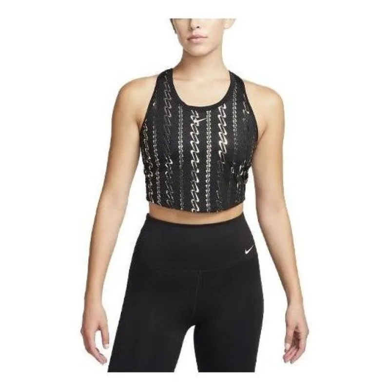(WMNS) Nike Dri-FIT One Cropped Printed Tank Top 'Black White' FB5591-010 sold by KicksCrew