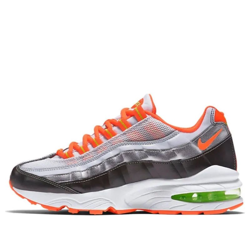 (GS) Nike Air Max 95 'White Orange Metallic Silver' 307565-107 sold by KicksCrew