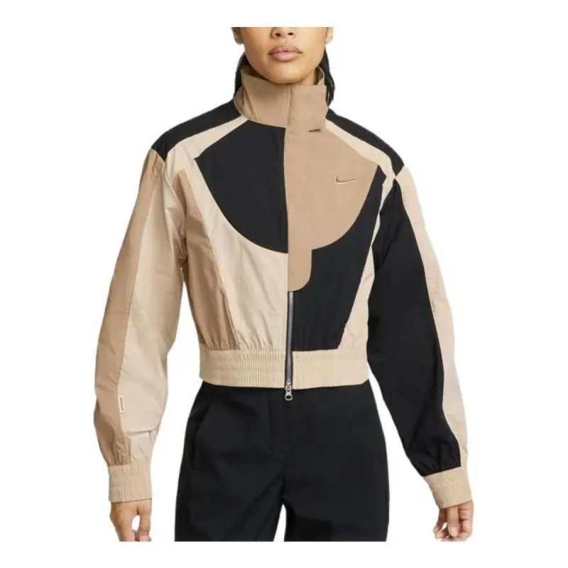 (WMNS) Nike Sportswear Collection Woven Jacket 'Beige Black' DV8308-200 sold by KicksCrew