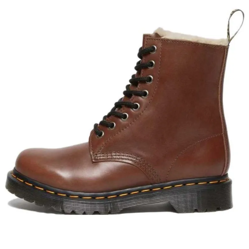 (WMNS) Dr. Martens 1460 Serena Faux Fur Lined Leather Lace Up Boots 'Tan' 27782225 sold by KicksCrew