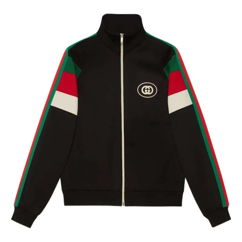 GUCCI FW22 Neoprene zip jacket with Web 'Black' 698448-XJEEP-1152 sold by KicksCrew