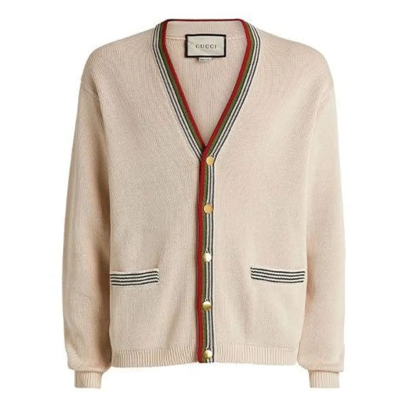 GUCCI V-Neck Cotton Cardigan 'Beige' 626268-XKBFU-9750 sold by KicksCrew