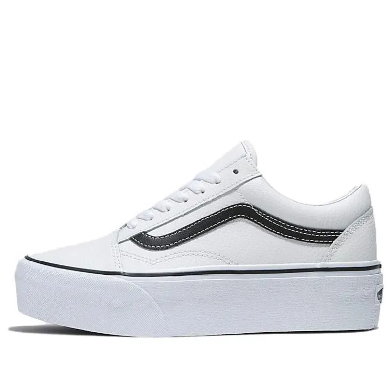 (WMNS) Vans Old Skool Stackform Leather 'White Black' VN0A7Q5MTWB sold by KicksCrew