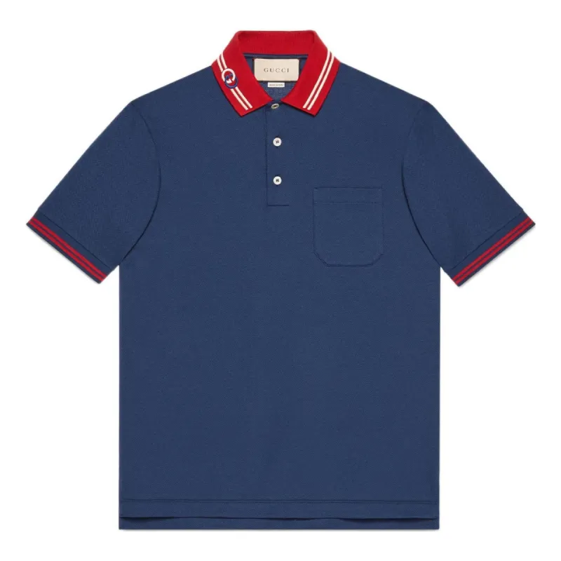 GUCCI SS22 Cotton piquet polo shirt with Interlocking G 'Dark Ink Red' 658067-XJDI2-4714 sold by KicksCrew