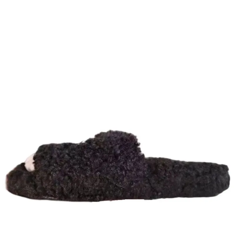 (WMNS ) Balenciaga Furry Slides 'Black' 654261W2DO21008 sold by KicksCrew