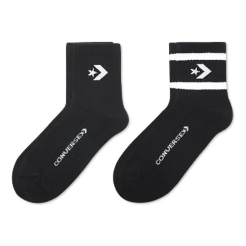 Converse Core Twin Pack Mid-Crew Quarter Socks 'Black' 10021594-A02 sold by KicksCrew