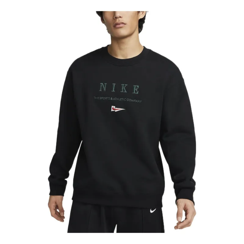 Nike NSW Embroidered Brand Logo Loose Fit Fleece Sweatshirt 'Black' FD0901-010 sold by KicksCrew