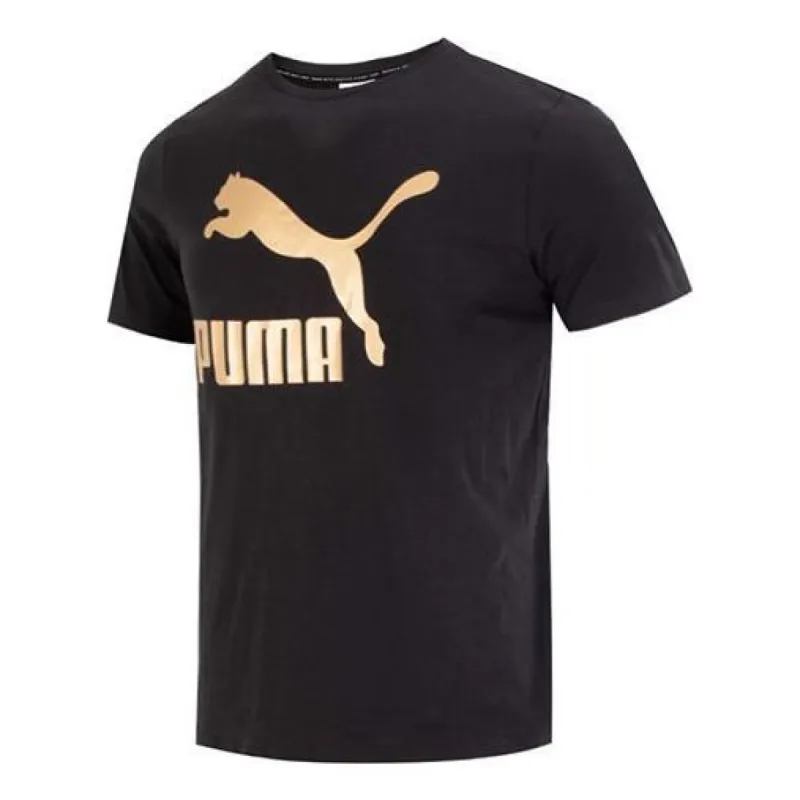 Puma Classics Metallic Logo T-Shirt 'Black' 621559-01 sold by KicksCrew