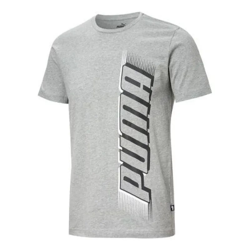 Puma Chest Large Logo Printed Short Sleeve T-Shirt 'Grey' 581903-03 sold by KicksCrew