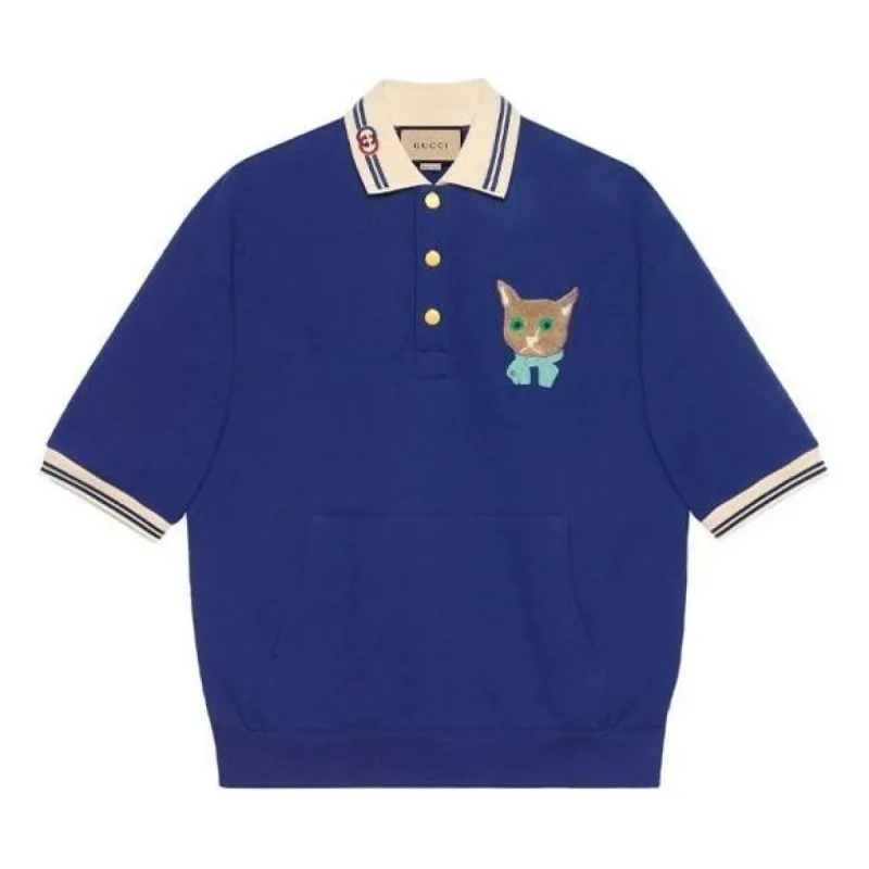 Gucci Jersey Polo Sweatshirt With Gucci Cat 'Blue' 658081-XJDI4-4330 sold by KicksCrew
