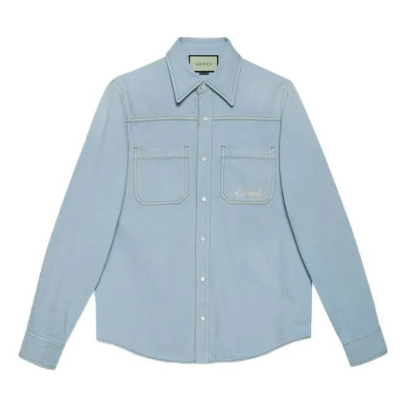 Gucci Les Pommes Oxford Cotton Shirt'Blue' 655703-XDBP4-4447 sold by KicksCrew