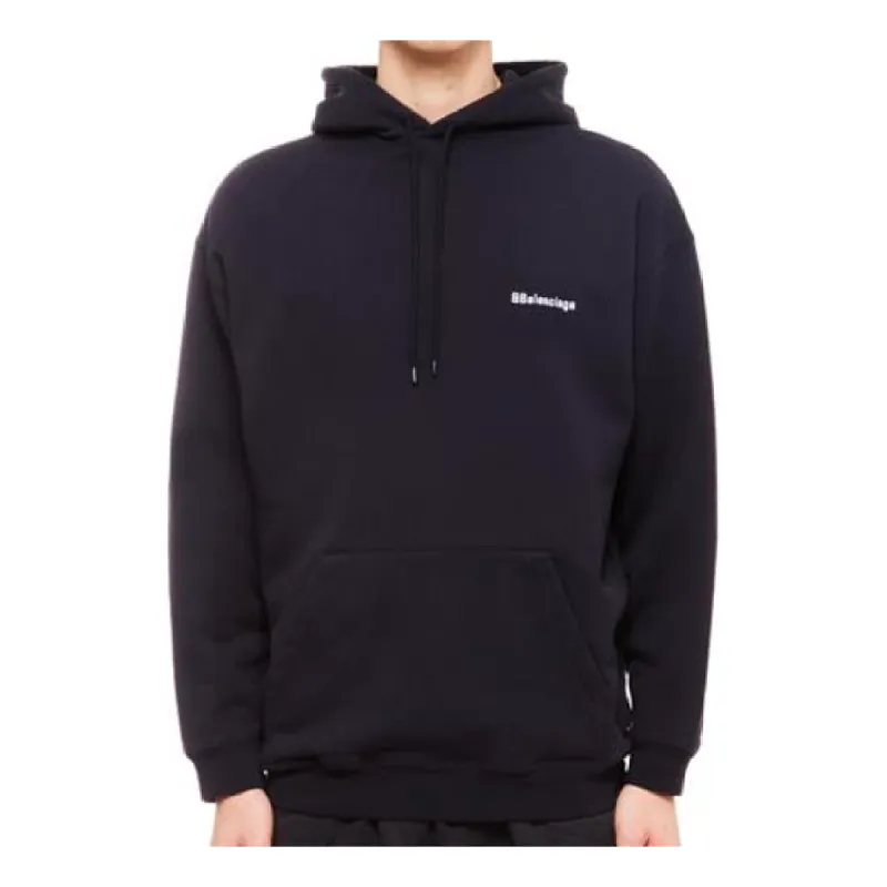 Balenciaga Logo Embroidered Hoodie 'Navy' 570811TKVB53967 sold by KicksCrew