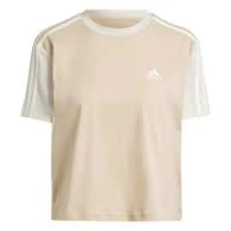 (WMNS) adidas Essentials 3-Stripes Single Jersey Crop Top Asia Sizing 'Beige White' IS1570 sold by KicksCrew