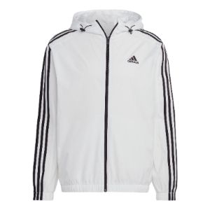 Adidas Essentials 3-Stripes Woven Windbreaker 'White Black' IB0386 sold by KicksCrew