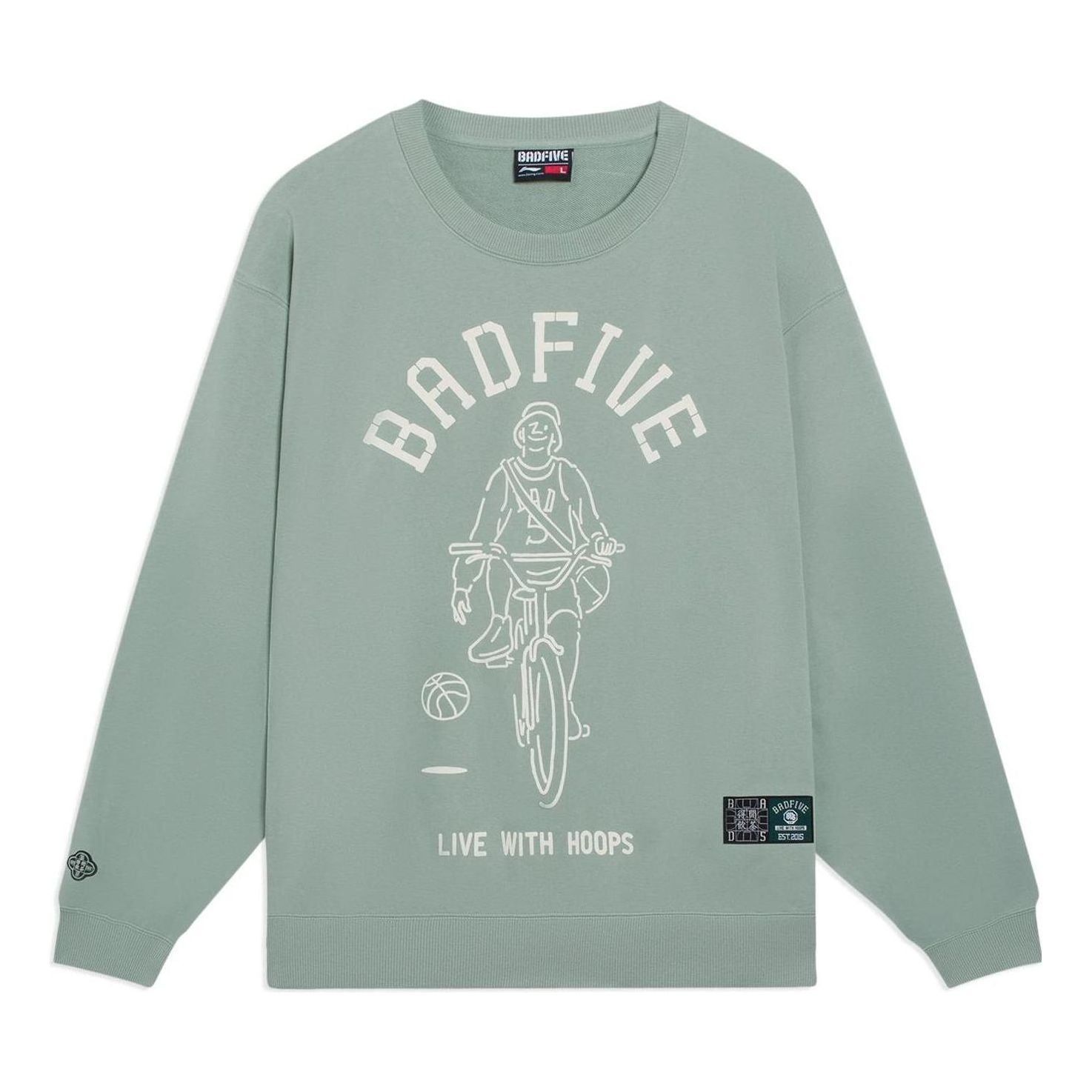Li-Ning BadFive Live With Hoops Graphic Sweatshirt 'Green' AWDSH15-1 sold by KicksCrew