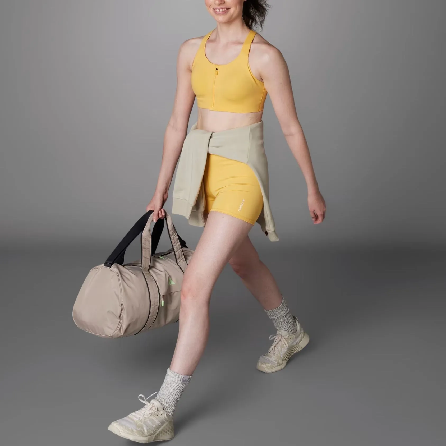 (WMNS) adidas TLRD Impact Luxe High-Support Zip Bra 'Yellow' IU2761 sold by KicksCrew product image thumbnail 3