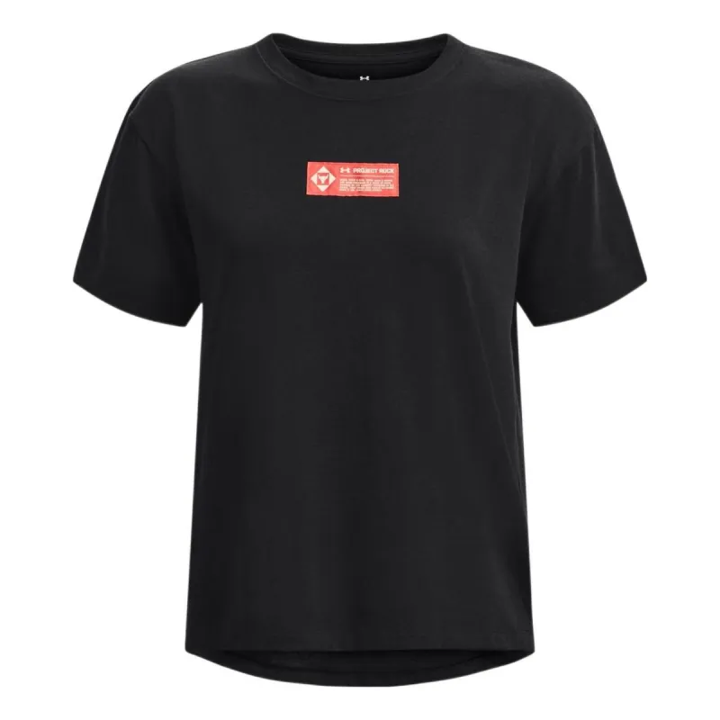 (WMNS) Under Armour Project Rock Graphic T-shirt 'Black' 1376917-001 sold by KicksCrew