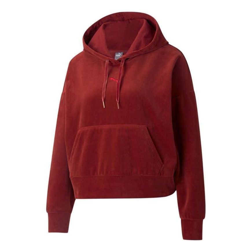 (WMNS) Puma Her Velour Hoodie 'Burgundy' 846417-22 sold by KicksCrew