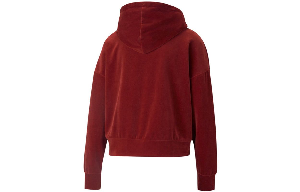 (WMNS) Puma Her Velour Hoodie 'Burgundy' 846417-22 sold by KicksCrew product image thumbnail 2