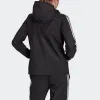 (WMNS) adidas 3-Stripes Hooded Windbreaker Jacket 'Black White' GR9602 sold by KicksCrew