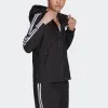 (WMNS) adidas 3-Stripes Hooded Windbreaker Jacket 'Black White' GR9602 sold by KicksCrew