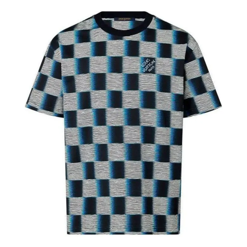 LOUIS VUITTON Damier Cotton T-Shirt 'Dark Night Blue' 1AFB33 sold by KicksCrew