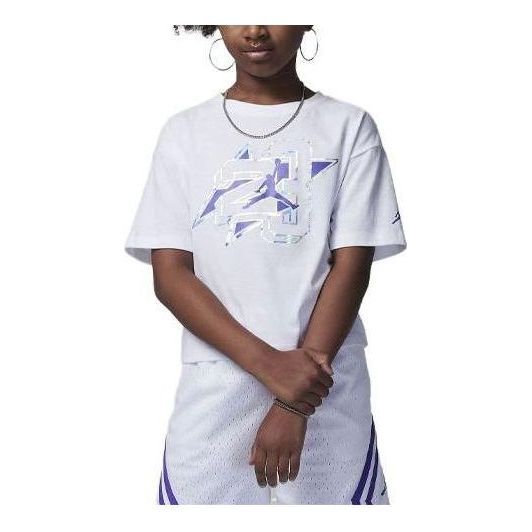 (GS) Air Jordan Jumpman Shine T-Shirt 'White' 45C823-001 sold by KicksCrew
