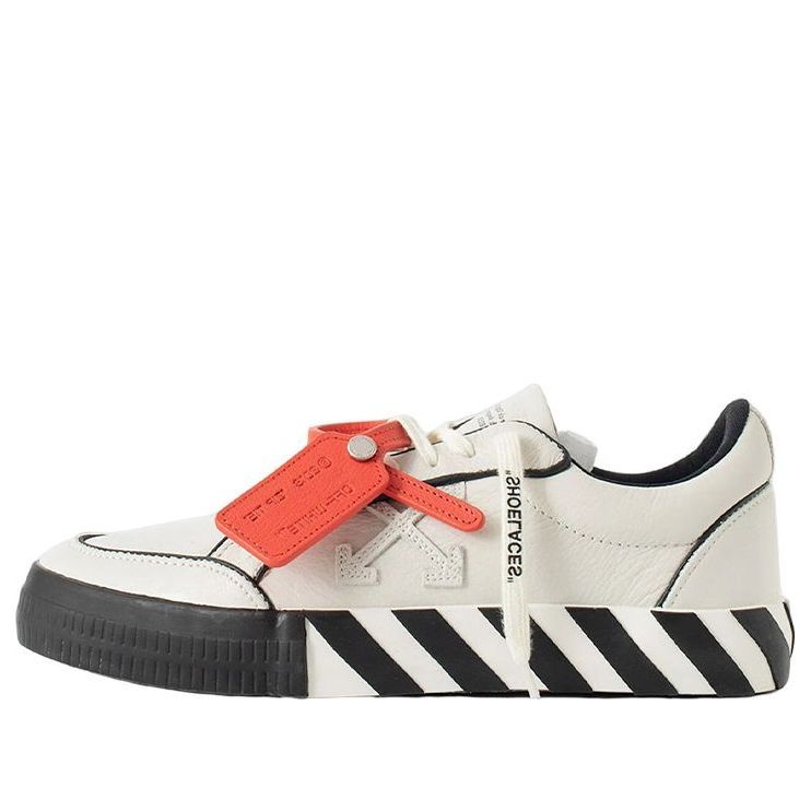 Off-White Low Vulcanized Outlined Leather Sneakers 'White Black Orange' OMIA085S23LEA0040110 sold by KicksCrew