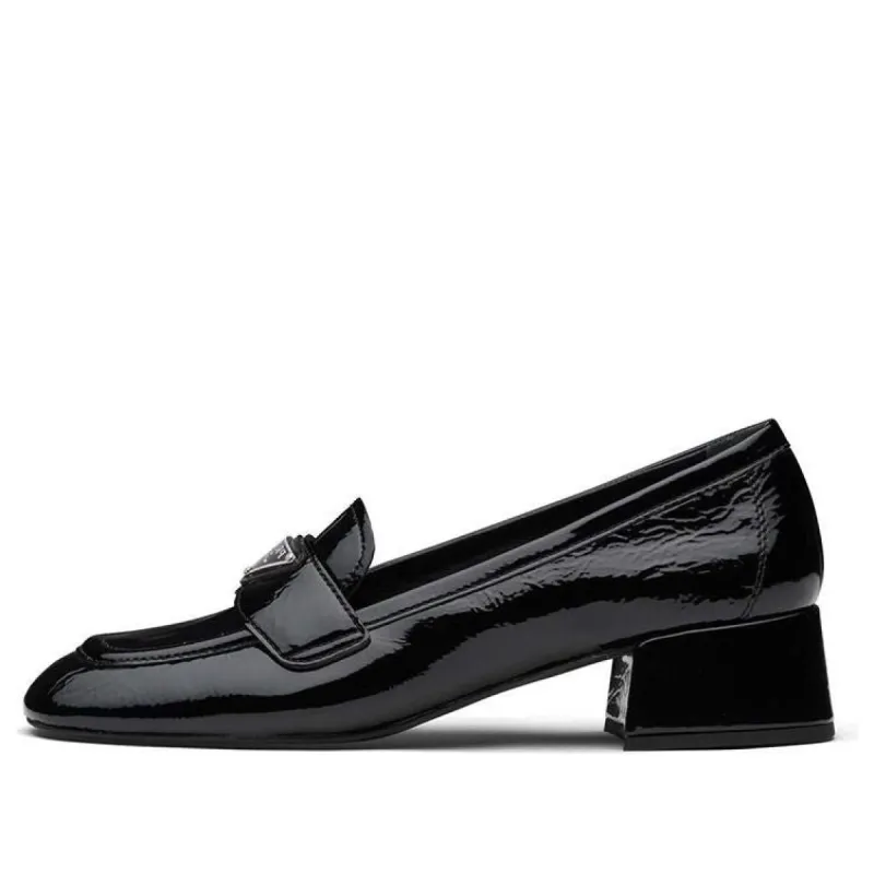(WMNS) PRADA Triangle Logo Patent Leather Shoes 'Black' 1D583M_H27_F0002_F_035 sold by KicksCrew