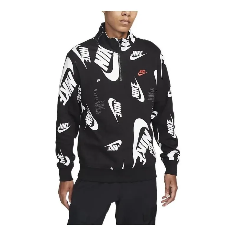 Nike Club Fleece 1/4-Zip Sweatshirt 'Black Light Crimson' DQ5155-010 sold by KicksCrew