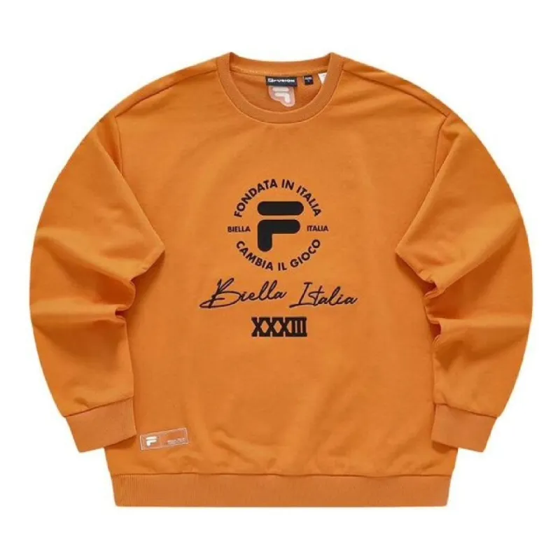 FILA FUSION Logo Printed Sweater 'Orange Black' T11M345204F-OR sold by KicksCrew