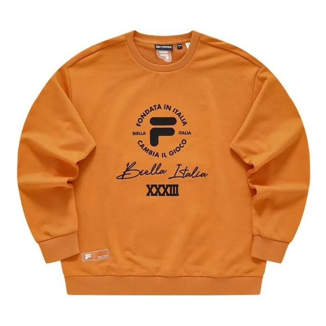 FILA FUSION Logo Printed Sweater 'Orange Black' T11M345204F-OR sold by KicksCrew