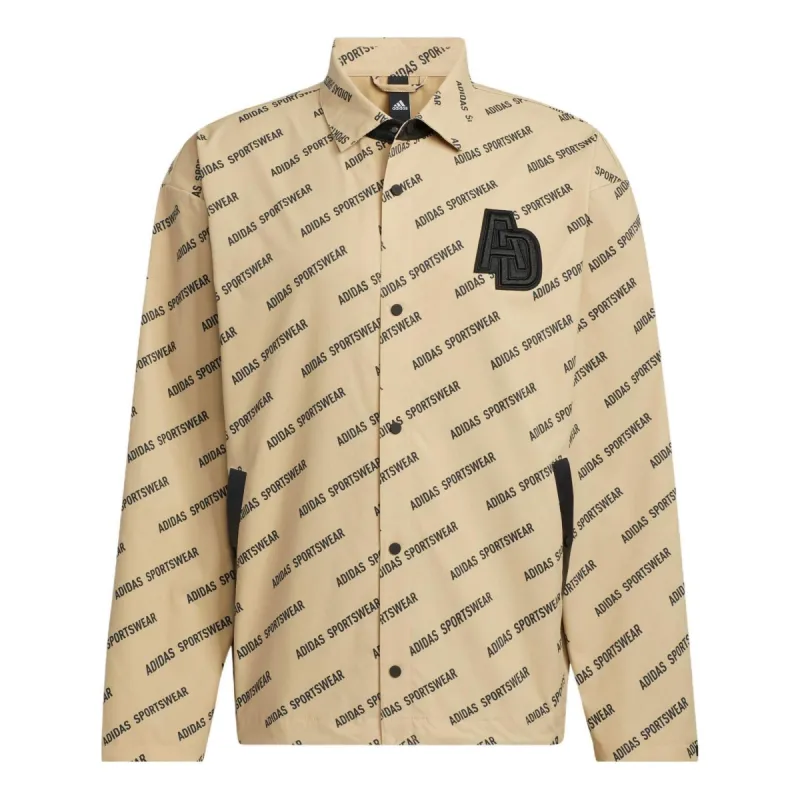 adidas Logo Print Loose Fit Jacket 'Beige Black' IB2746 sold by KicksCrew
